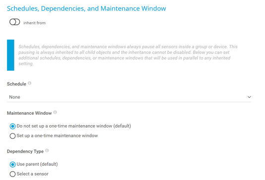 Schedules, Dependencies, and Maintenance Window