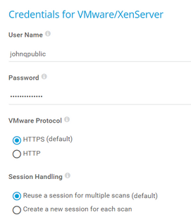 Credentials for VMware/XenServer